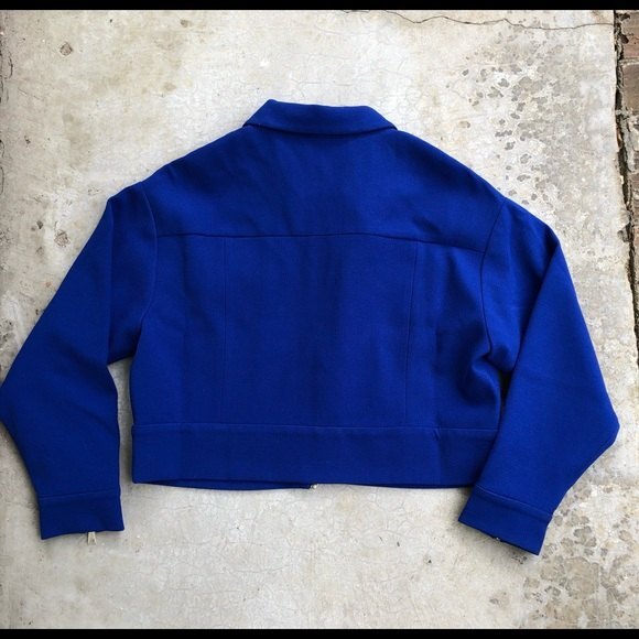 Ted Baker Elrosa Cropped Jacket Waffle Texture Bright Cobalt Blue XL NWT - Picture 9 of 10